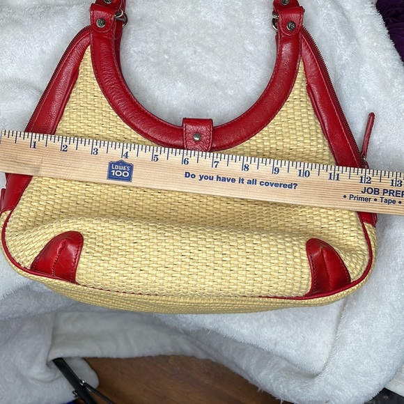 Vintage 90’s Franco Sarto straw and leather hobo style handbag, denim lining - Picture 8 of 9